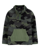 Boys Camo Print Quarter-Zip Microfleece Pullover, image 1 of 3 slides