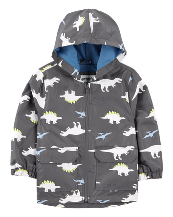 Dinosaur Color Changing Rain Jacket - Grey, 