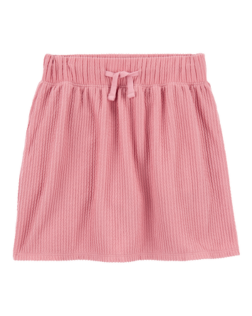Kid Ribbed Textured Drawstring Skort - Pink, 