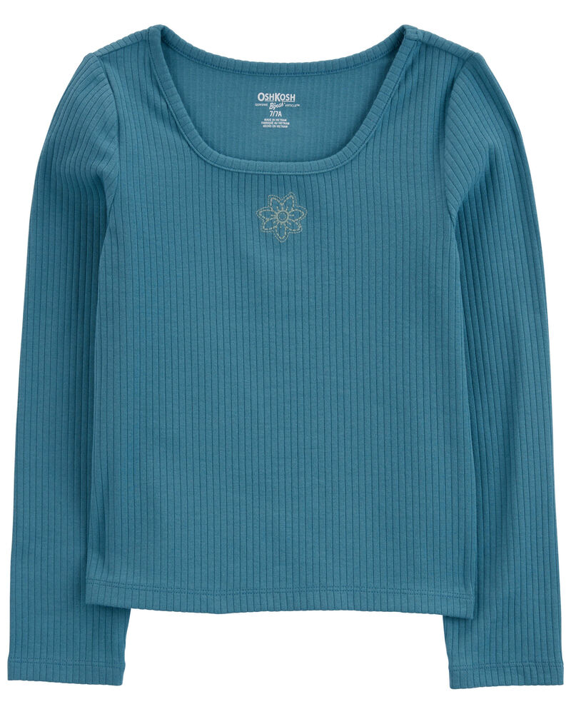 Kid Embroidered Ribbed Knit Top, image 1 of 3 slides