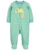 Baby Chameleon Zip-Up Cotton Sleep & Play Pajamas, image 1 of 4 slides