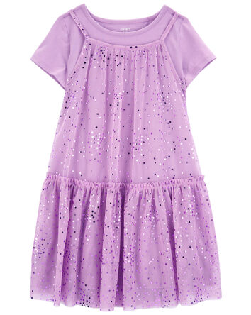 Kid Sparkly Star Tulle Dress Set, 