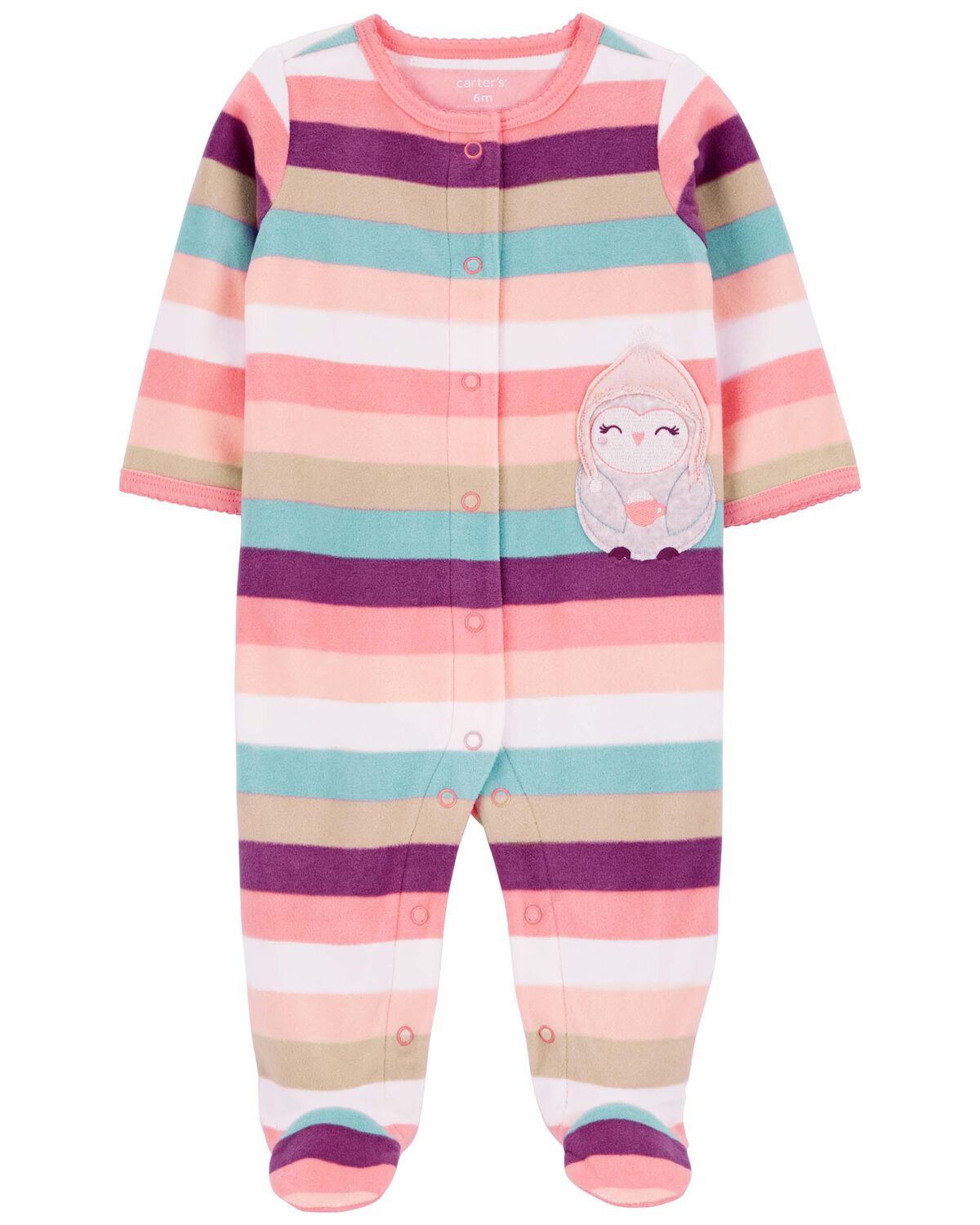Multi Baby Owl Fleece SnapUp Sleep & Play Pajamas