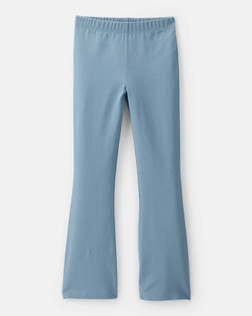 Kid Solid Cotton Flare Stretch Leggings - Blue, 