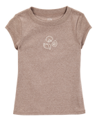 Kid 2-Piece Seashell Graphic Tee & Striped Linen Look-Alike Flowy Pull-On Shorts Set
, image 2 of 7 slides