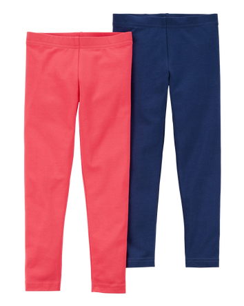 Baby 2-Pack Red & Navy Cotton Stretch Leggings, 