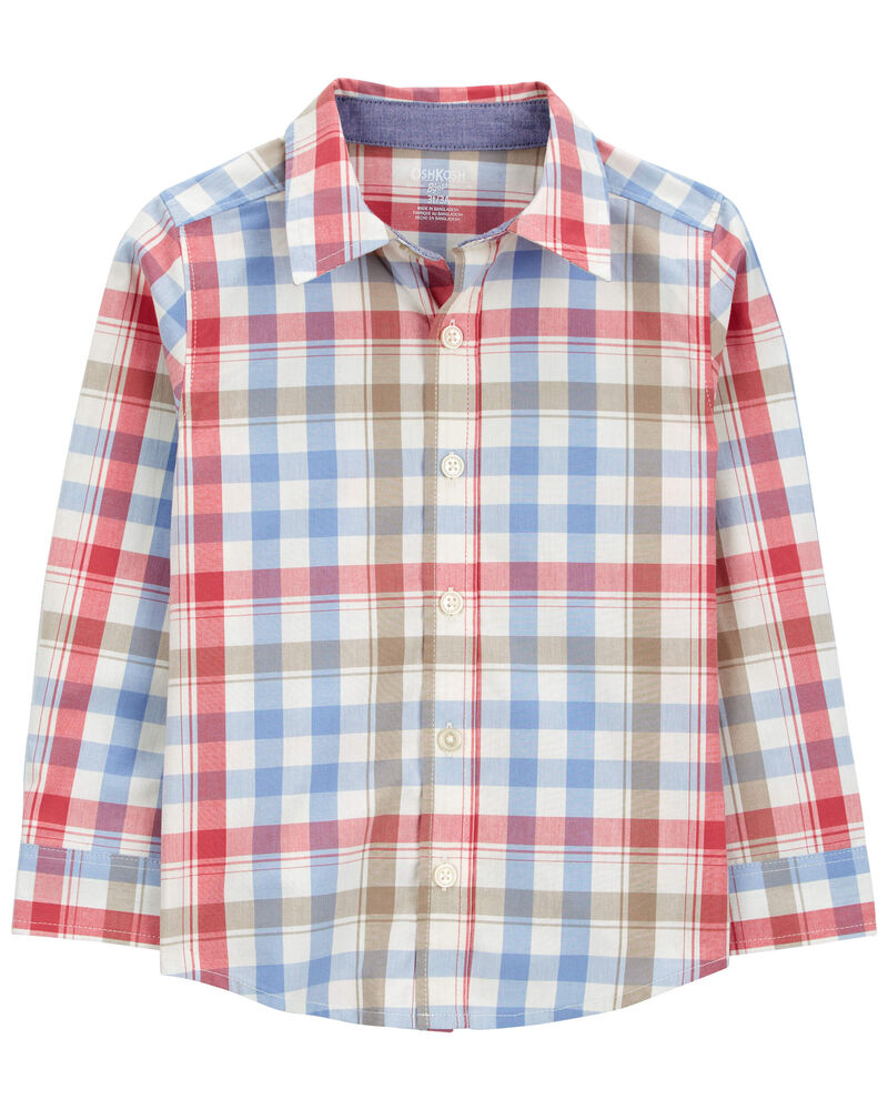 Plaid Long-Sleeve Button Down Shirt - Plaid, image 1 of 4 slides