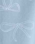 Kid Cotton Bow Stretch Leggings - Blue, image 3 of 4 slides