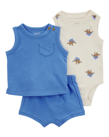 Baby Boy 3-Piece Dinosaur Little Short Set, 