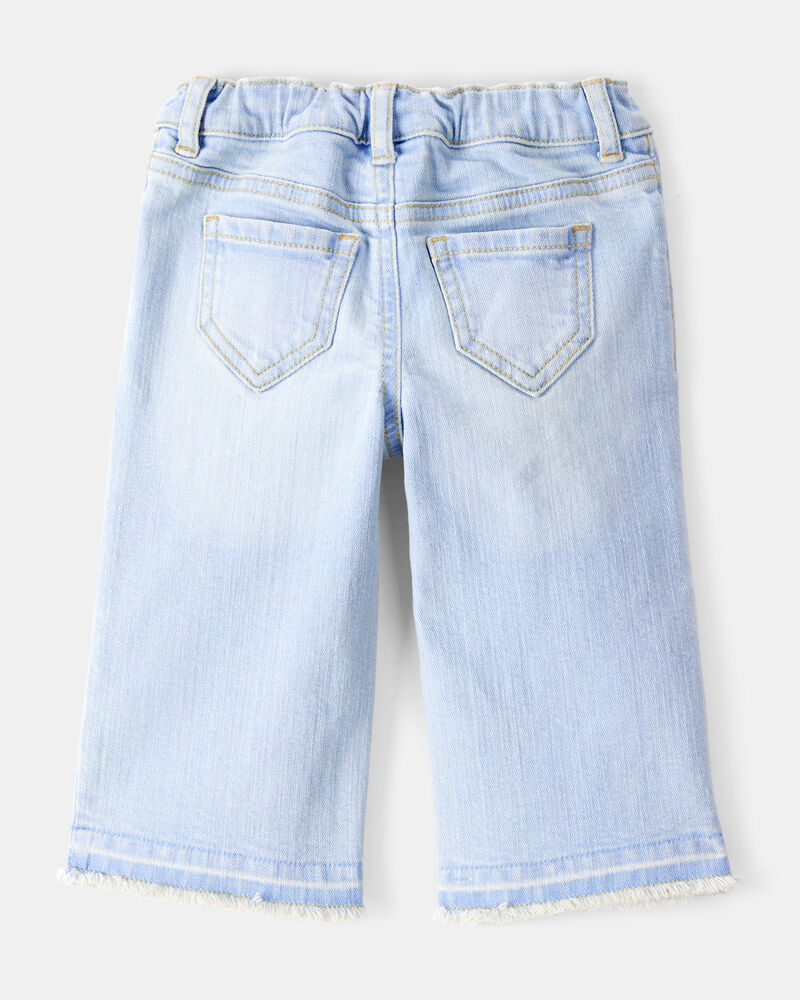 Baby Embroidered Stretch Denim Wide Leg Jeans - Cowboy Wash, image 2 of 4 slides
