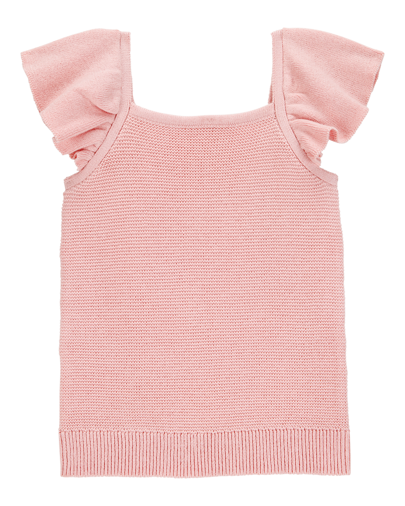 Baby Flutter-Sleeve Rib Tank - Pink, image 1 of 3 slides