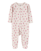 Baby Floral 2-Way Zip Waffle Knit Sleep & Play Pajamas - Khaki, image 1 of 3 slides