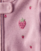 Baby Girl Strawberry Print 100% Cotton Sleep & Play - Pink, image 2 of 5 slides