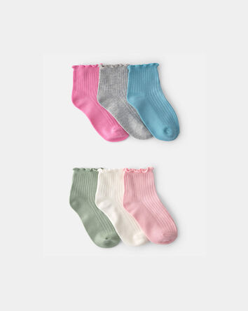 Girls 6-Pack Ruffle Ankle Socks, 