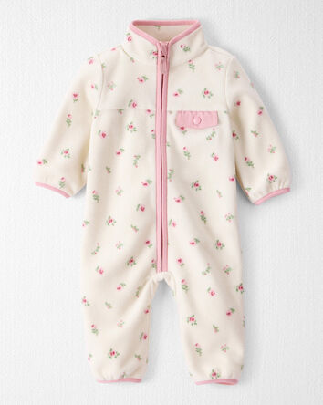 Baby Girl Recycled Microfleece Jumpsuit in Radiant Rose Print, 