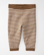 Baby Organic Cotton Brown Striped Sweater Knit Set, image 2 of 6 slides