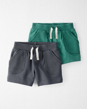 Baby 2-Pack Organic Cotton Waffle Knit Shorts, 