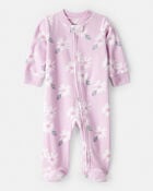 Baby Girl Floral Print Loose Fit Long-Sleeve Sleep & Play Pajamas - Pink, image 1 of 3 slides