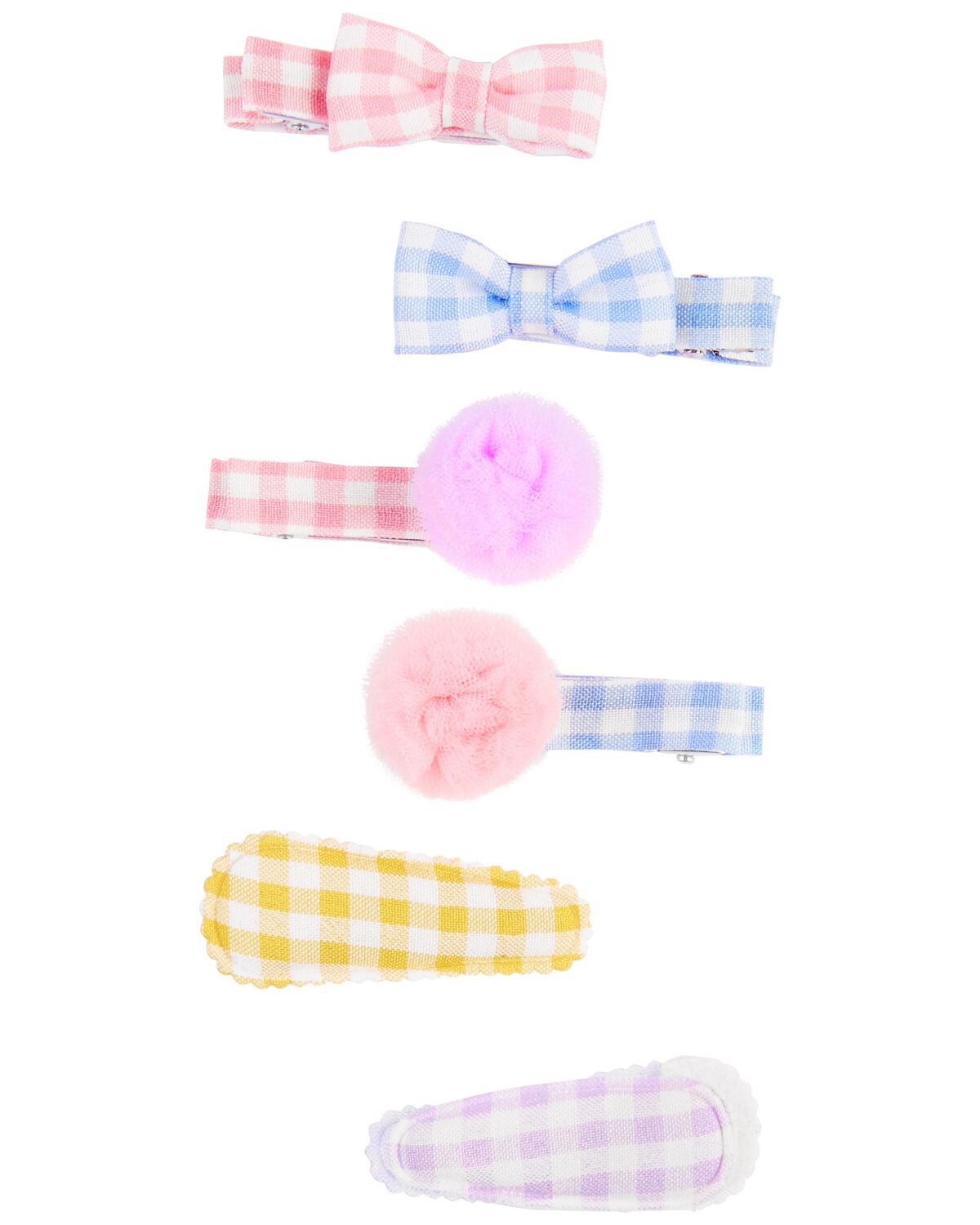Multi Baby 6Pack Gingham Hair Clips