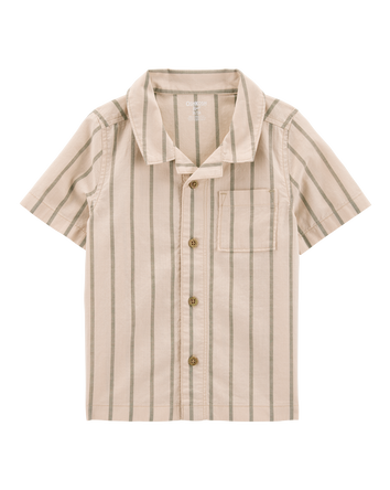 Toddler Striped Button-Down Shirt - Khaki, 