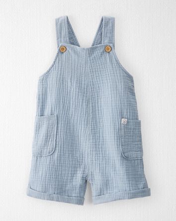 Toddler Organic Cotton Gauze Shortall in Blue, 