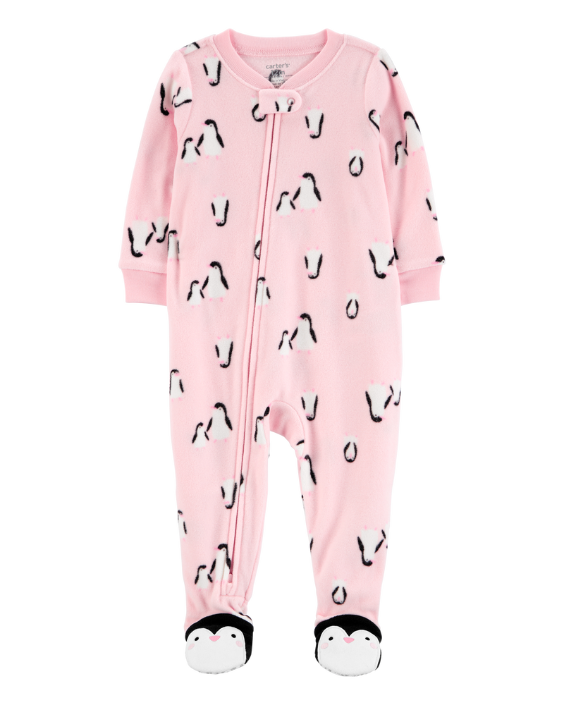 Toddler 1-Piece Penguin Fleece Footie Pajamas, image 1 of 5 slides