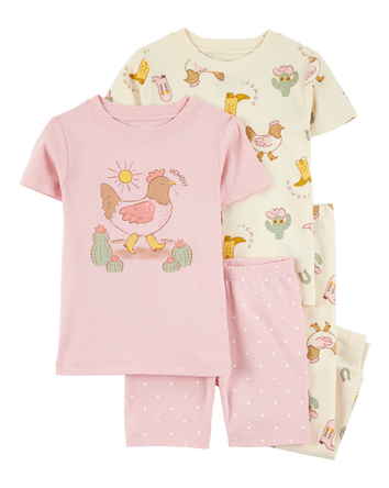 Toddler 4-Piece Western Chicken 100% Snug Fit Cotton Pajamas, 