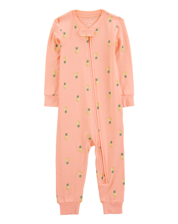 Baby Pineapple Print PurelySoft Footless 1-Piece Pajamas - Coral, 