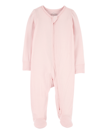 Baby Girl Solid 2-Way Zip PurelySoft Sleep & Play Pajamas - Light Pink, 