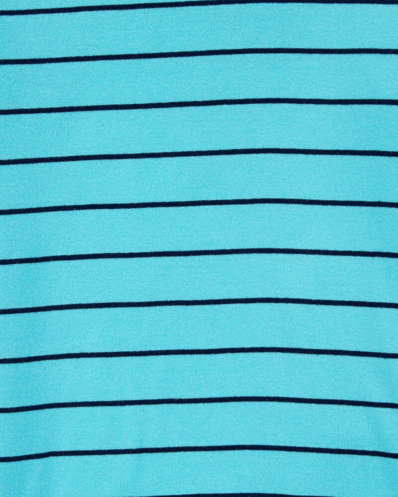 Kid 4-Piece Striped Dinosaur 100% Snug Fit Cotton Pajamas - Turquoise, image 3 of 4 slides
