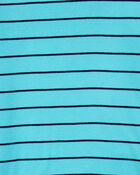 Kid 4-Piece Striped Dinosaur 100% Snug Fit Cotton Pajamas - Turquoise, image 3 of 4 slides