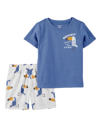 Toddler Boy Bird Print Loose Fit 2-Piece Pajamas - Blue, 