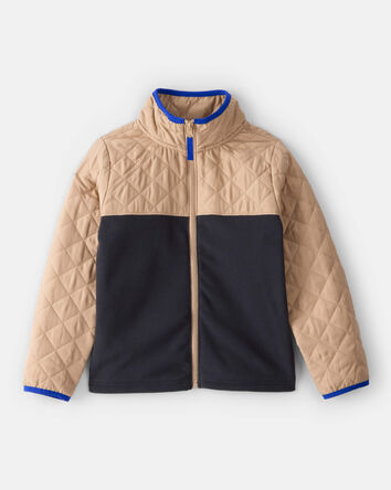 Boys Color Block Zip-Up Jacket - Black, 