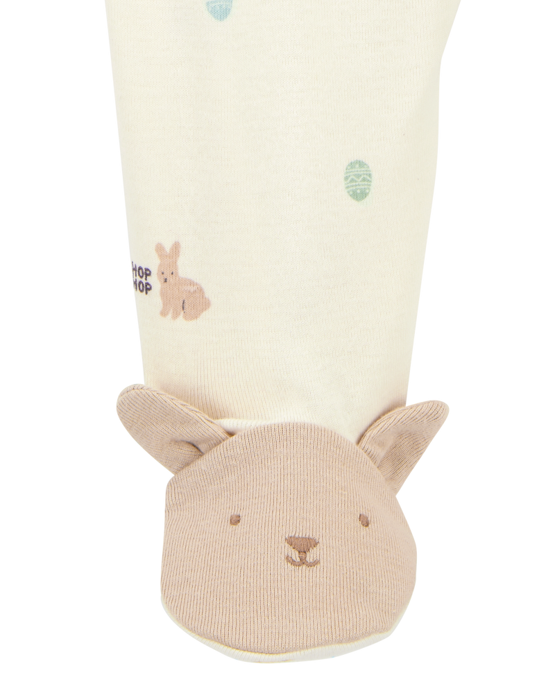 Baby Bunny 2-Way Zip Cotton Sleep & Play Pajamas - Cream, image 3 of 4 slides