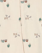 Baby Truck Print 2-Way Zip Cotton Sleep & Play Pajamas, image 2 of 4 slides