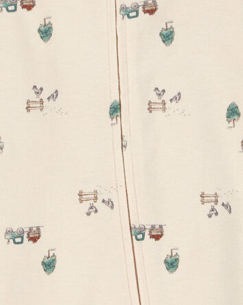 Baby Truck Print 2-Way Zip Cotton Sleep & Play Pajamas, 