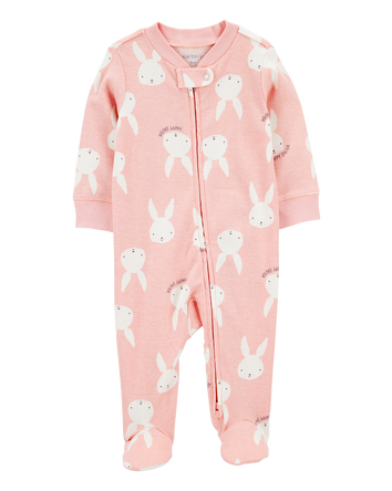 Baby Bunny 2-Way Zip Cotton Sleep & Play Pajamas - Pink, 