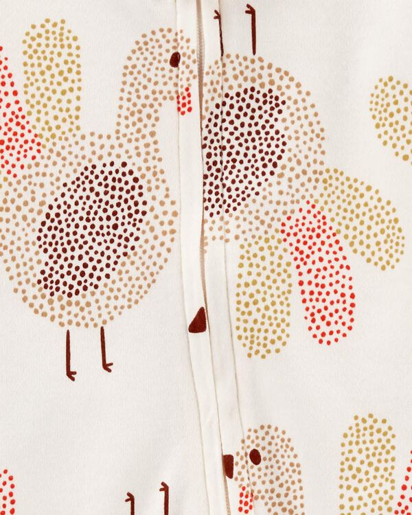 Multi Baby Turkey 2Way Zip Cotton Sleep & Play Pajamas