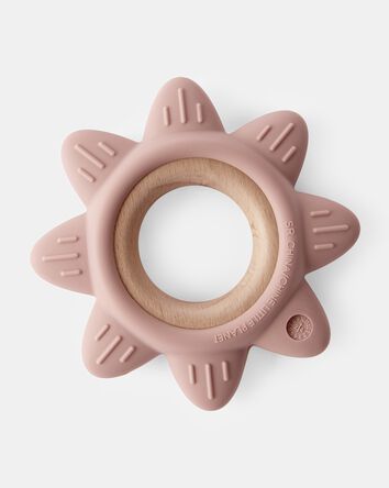 Baby Little Planet Silicone & Wood Teether - Pink, 