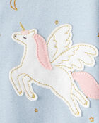 Toddler Girl Unicorn Star Print 100% Cotton Long-Sleeve 2-Way Zip 1-Piece Pajamas - Blue, image 3 of 4 slides