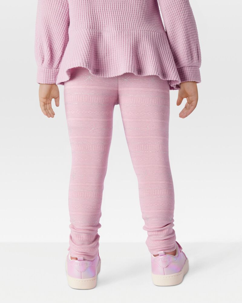 Toddler Girl Glitter Snowflake Cozy Fleece Leggings, image 2 of 7 slides