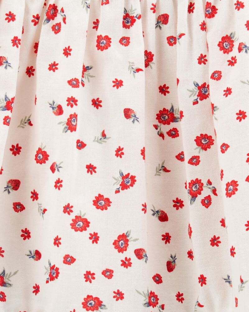 Baby Tiered Poplin Floral Print Dress - Ivory, image 3 of 4 slides