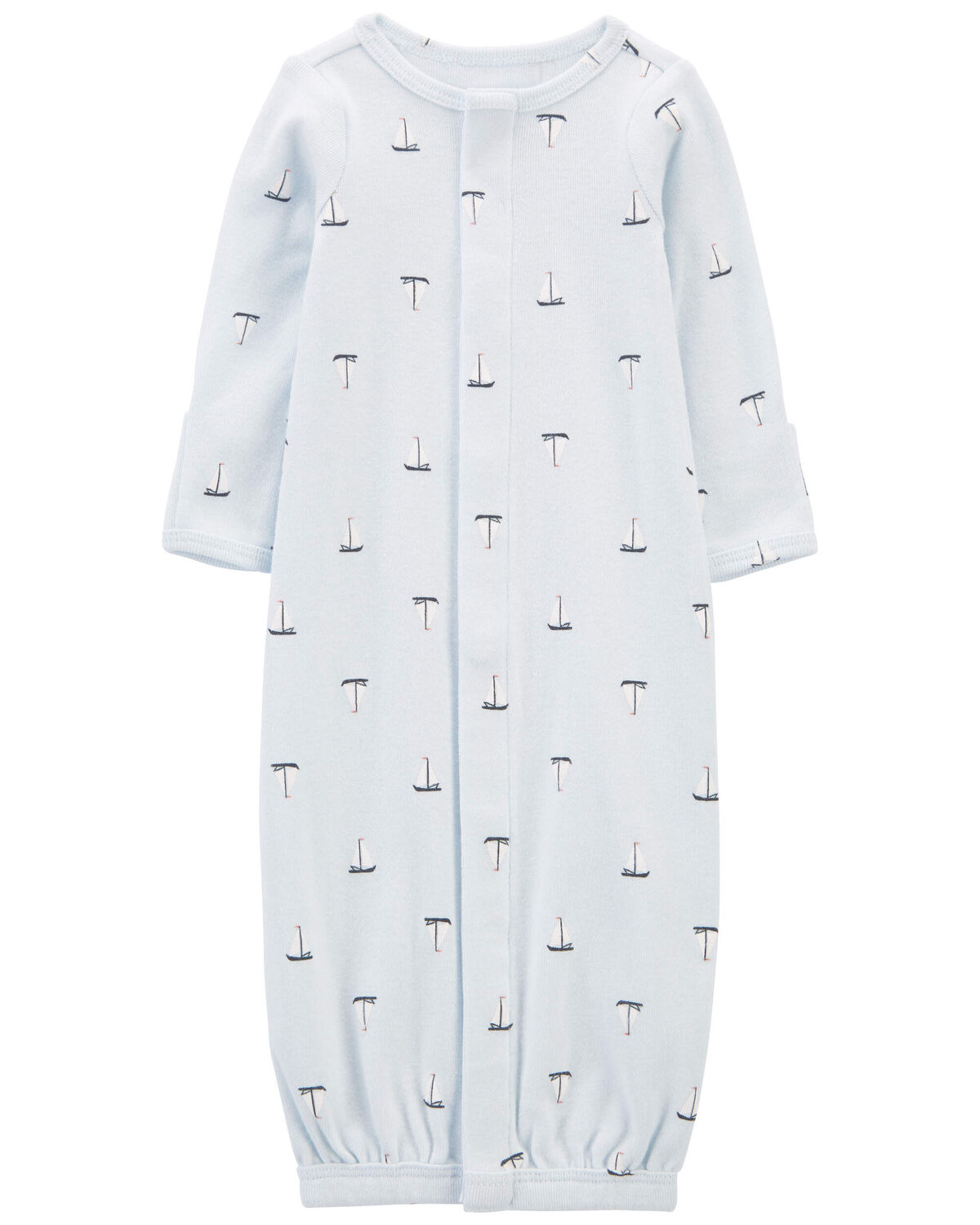 Blue Baby Preemie Sailboat Sleeper Gown
