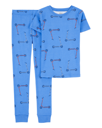 Kid 2-Piece Scooter Print 100% Snug Fit Cotton Pajamas - Blue, 