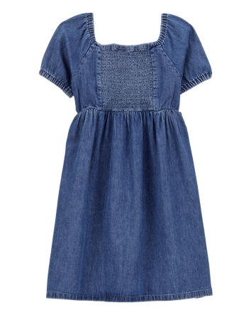 Kid Smocked Iconic Denim Dress - Blue, 