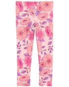 Baby Floral-Print Stretch Leggings - Pink, image 2 of 4 slides