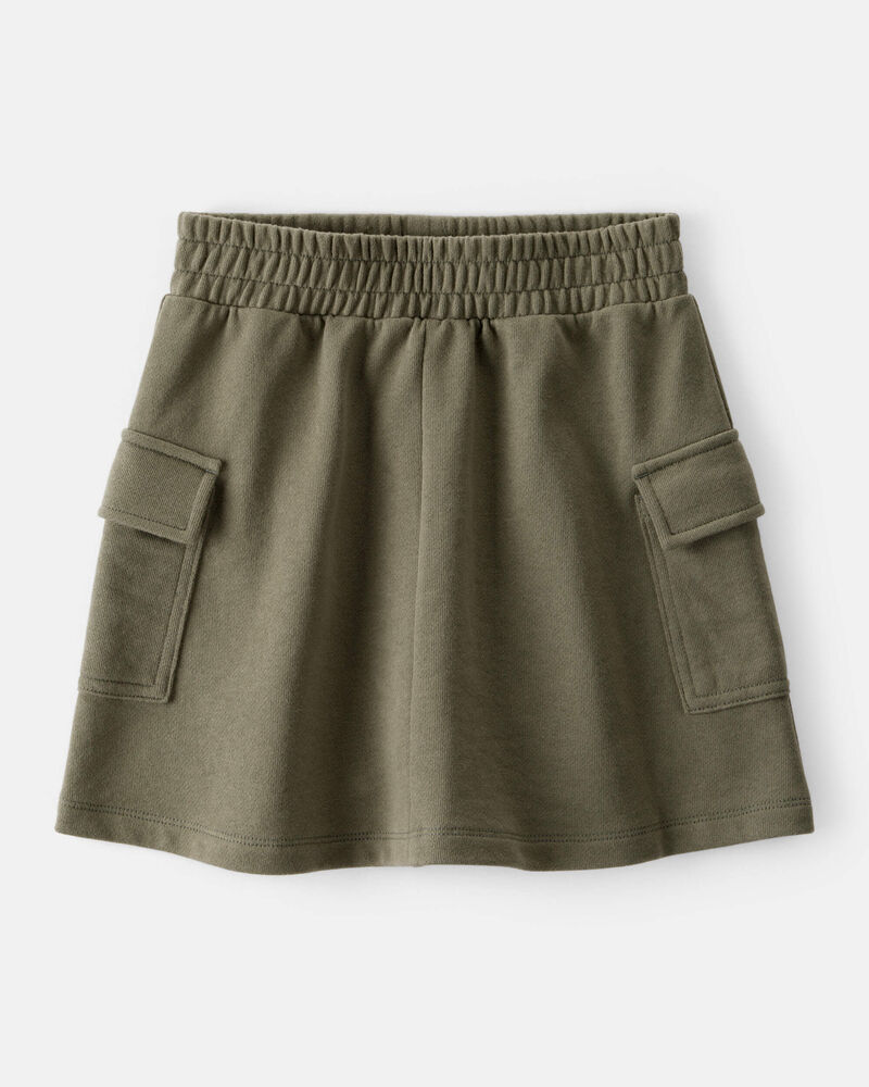 Girls French Terry Cargo Skort - Green, image 1 of 4 slides
