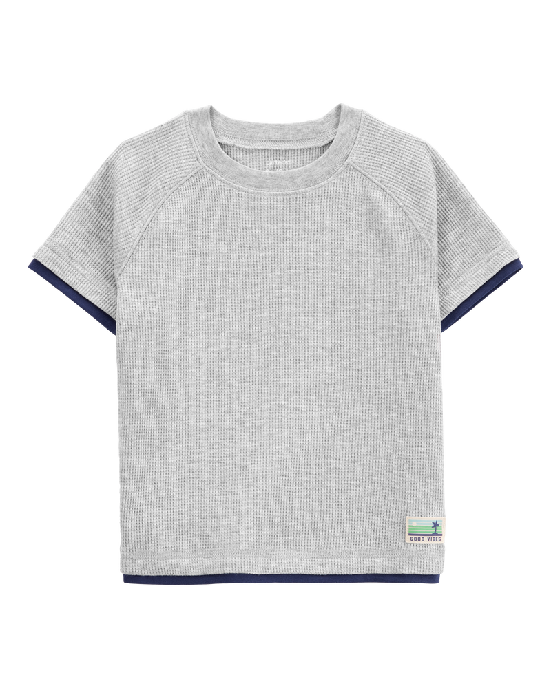Baby Short-Sleeve Waffle Knit Tee - Grey, image 1 of 3 slides