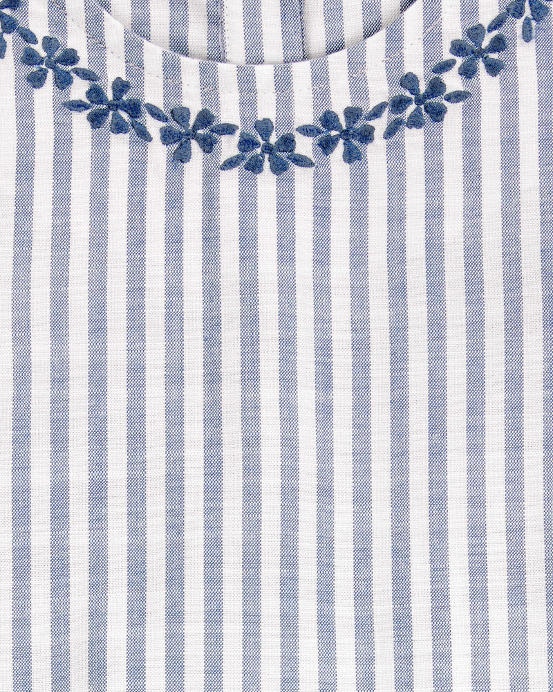Baby Striped Linen Look-Alike Fashion Tank - Blue/White, image 2 of 3 slides