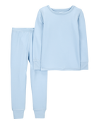 Toddler Solid PurelySoft 2-Piece Pajamas - Blue, image 1 of 5 slides